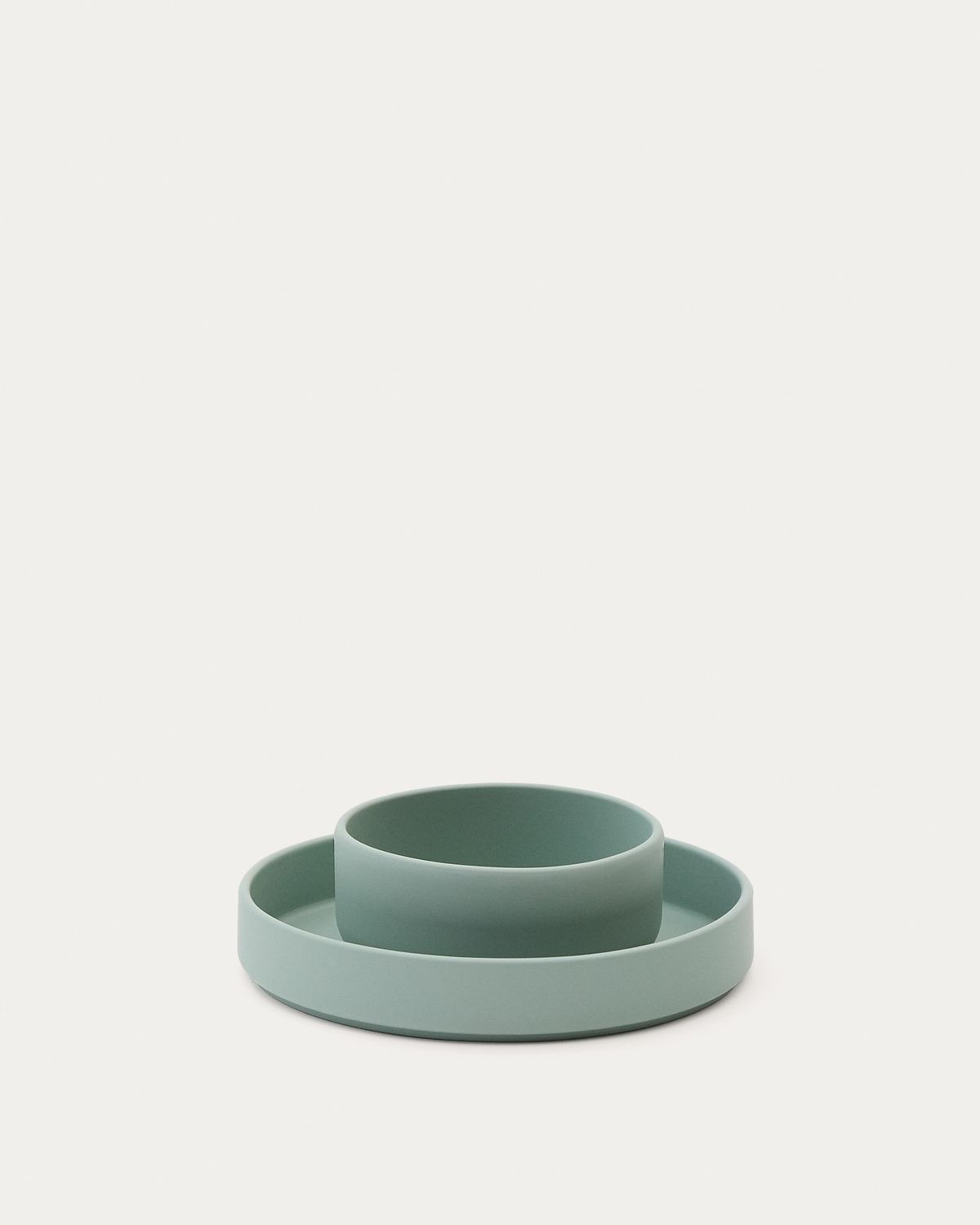 Set Lili de plato y bol de silicona turquesa