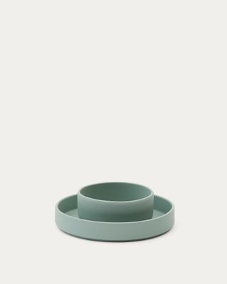 Set Lili de plato y bol de silicona turquesa