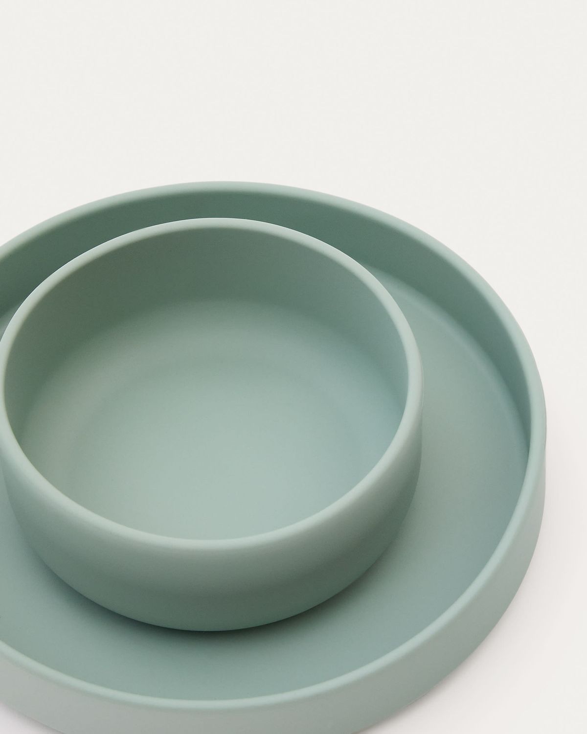 Set Lili de plato y bol de silicona turquesa