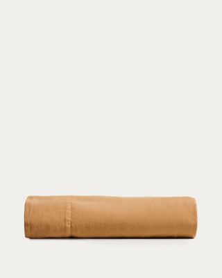 Sábana encimera Sirale 100% algodón satén acabado lavado color cobre para cama de 150/160 cm