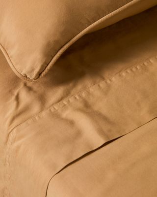 Sábana encimera Sirale 100% algodón satén acabado lavado color cobre para cama de 150/160 cm
