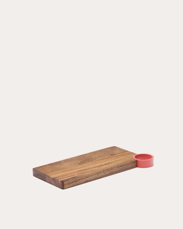 Tabla de servir Zairin de madera de acacia FSC 100% y metal rosa