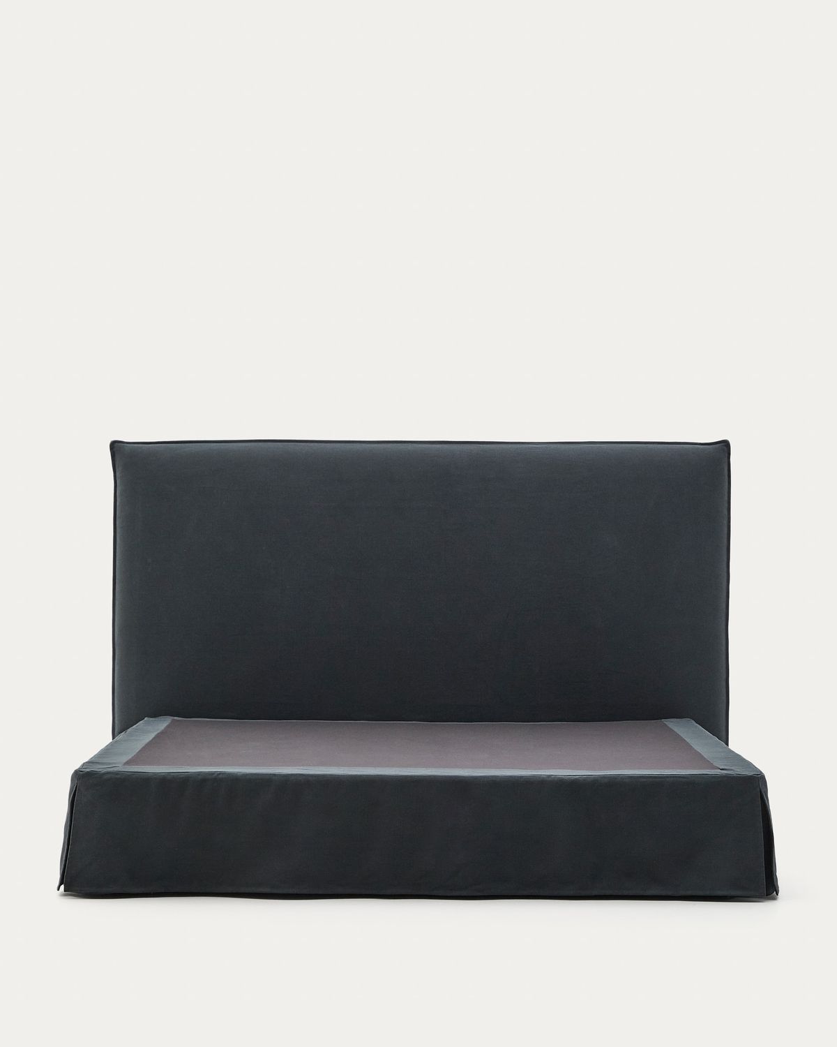 Funda para base Jaira de lino y algodón gris antracita para colchón de 180 x 200 cm