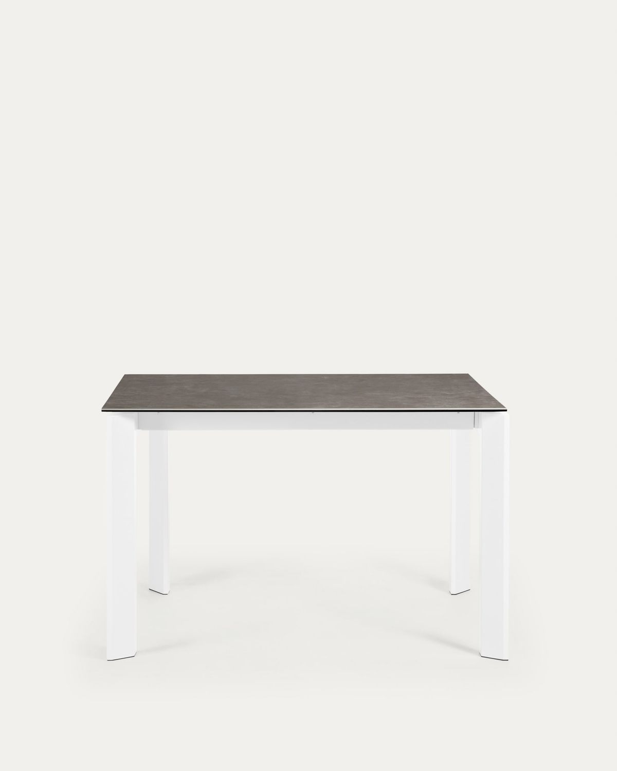 Mesa extensible Axis porcelánico acabado Vulcano Ceniza patas acero blanco 120 (180) cm