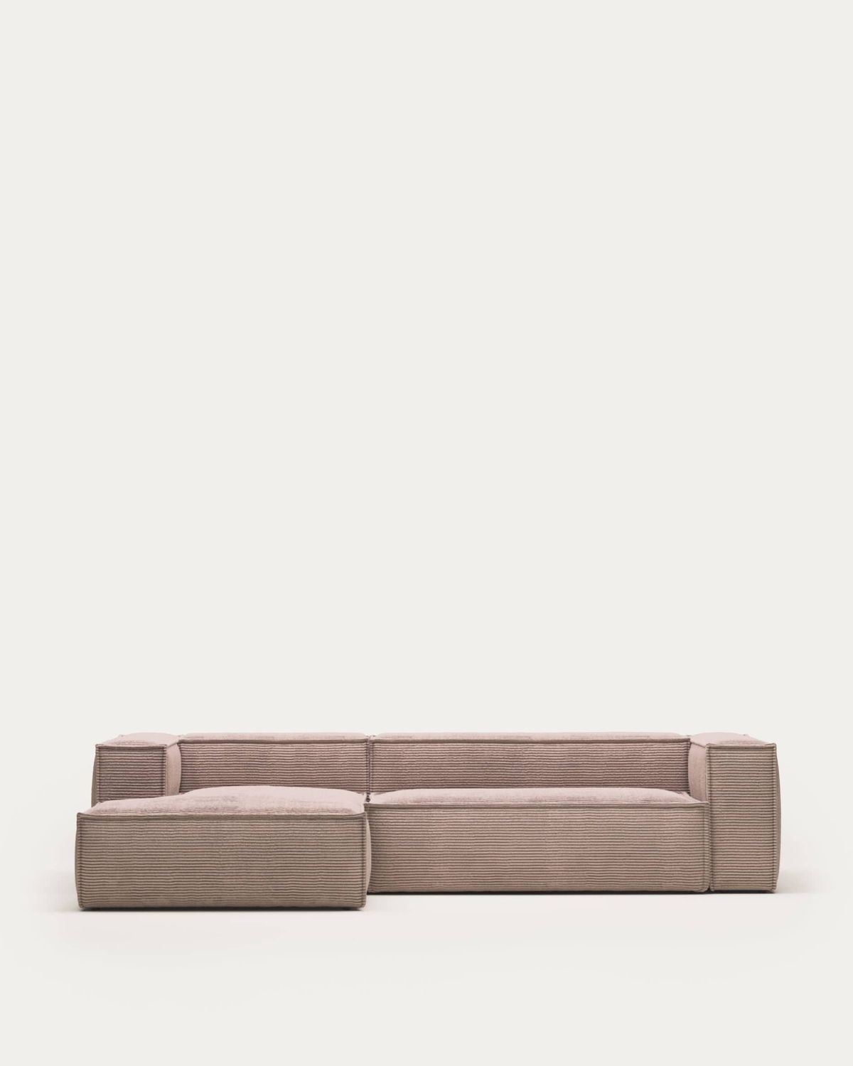 Sofá Blok 3 plazas chaise longue izquierdo retardante de fuego de pana gruesa rosa 300 cm