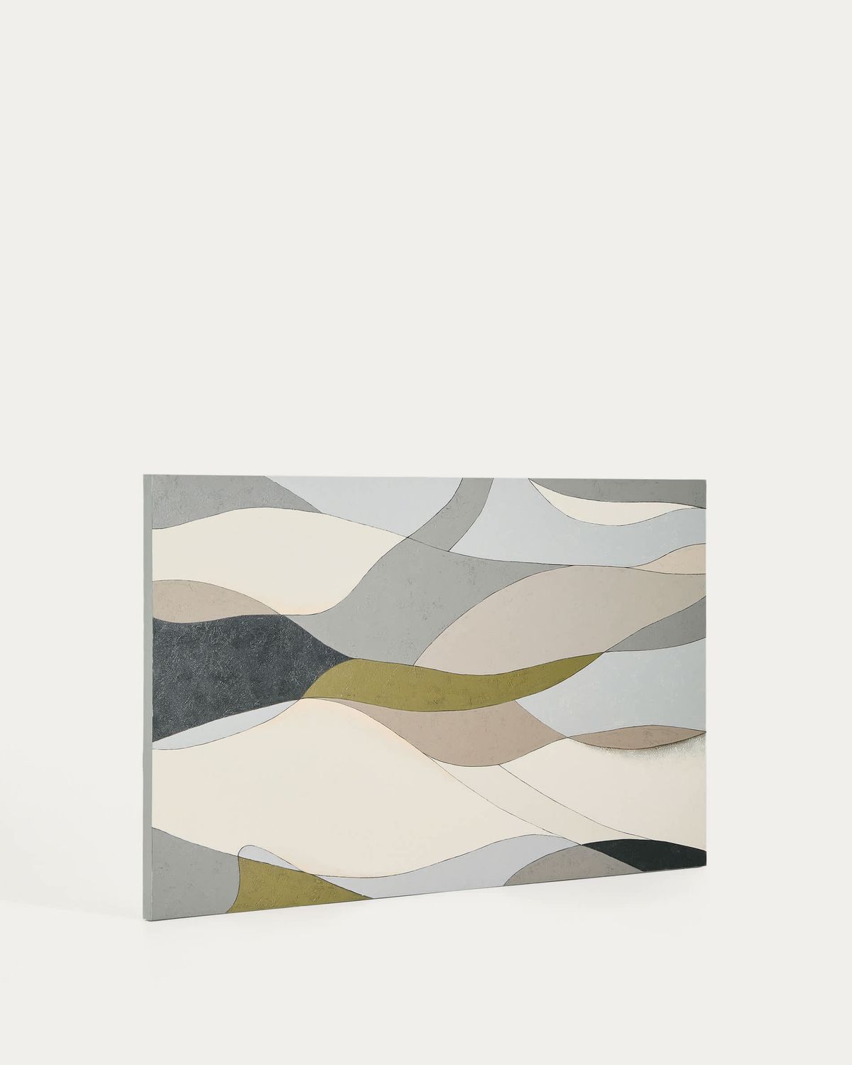 Lienzo abstracto Marvilo gris y mostaza 120 x 200 cm