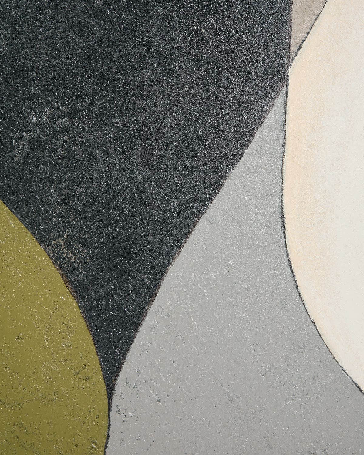 Lienzo abstracto Marvilo gris y mostaza 120 x 200 cm