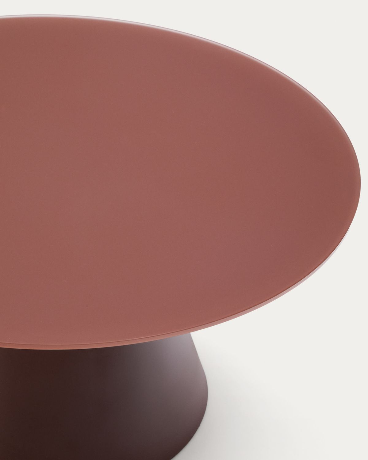 Mesa de centro Wilshire vidrio templado glaseado y acero acabado pintado terracota mate Ø80cm