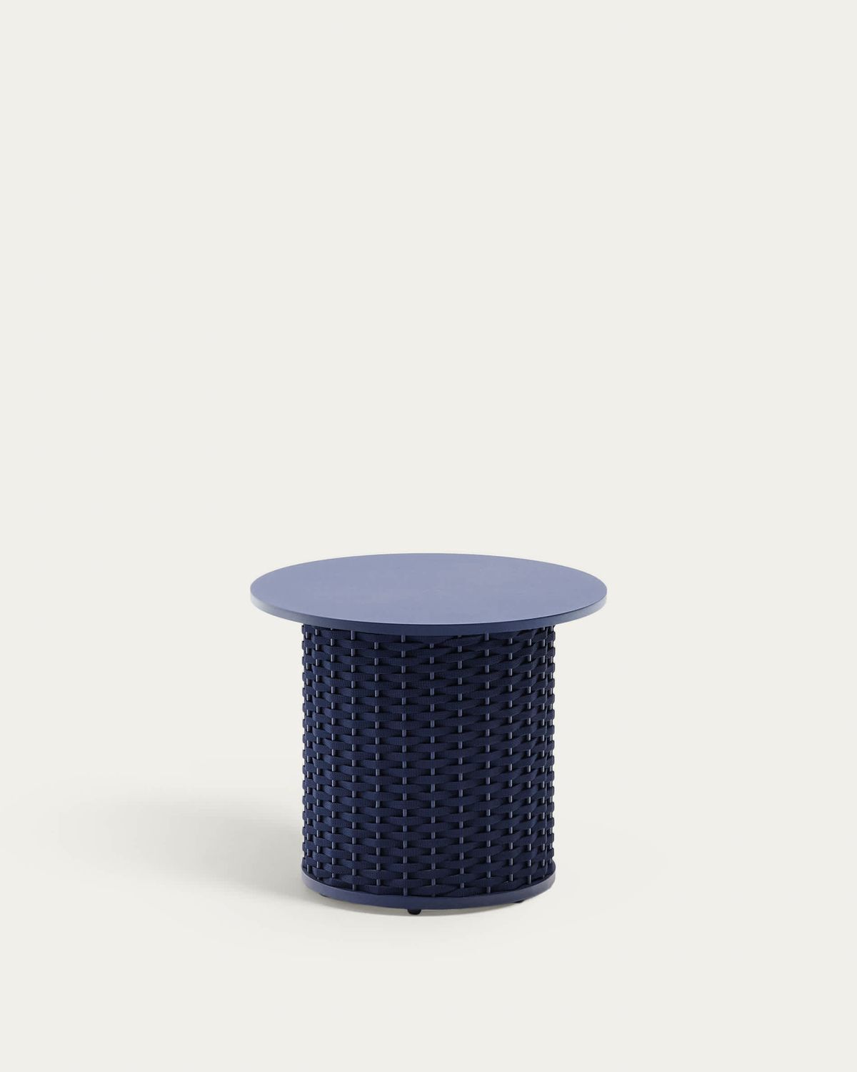 Mesa auxiliar de exterior Sedalis de aluminio y cuerda azul Ø50 cm