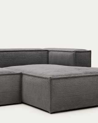 Sofá Blok 3 plazas chaise longue derecho de pana gruesa gris 300 cm FR