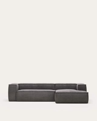 Sofá Blok 3 plazas chaise longue derecho de pana gruesa gris 300 cm FR