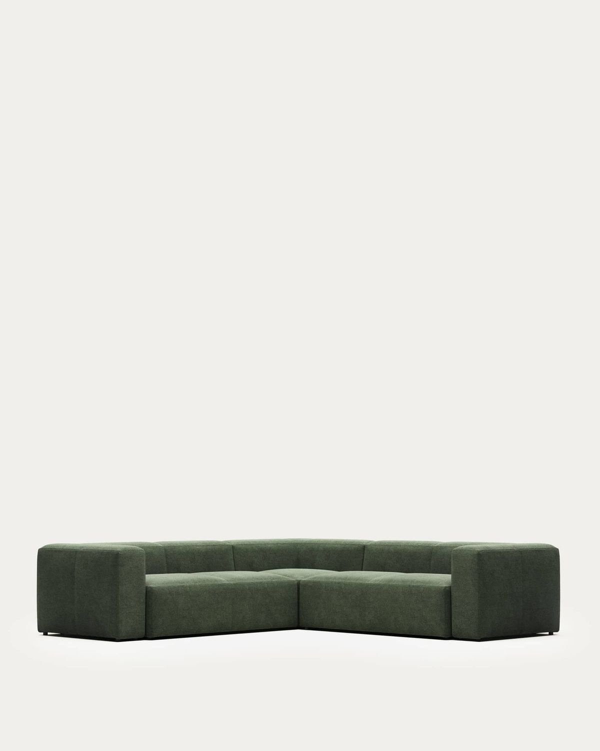 Sofá rinconero Blok 4 plazas retardante de fuego de chenilla verde 290 x 290 cm