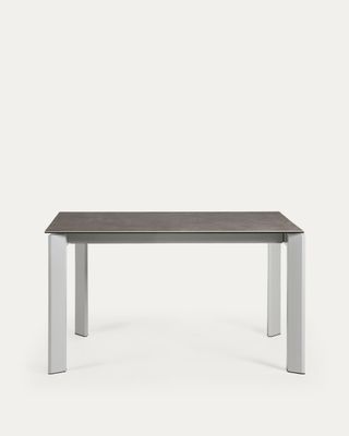 Mesa extensible Axis porcelánico acabado Vulcano Ceniza patas de acero gris 140 (200) cm