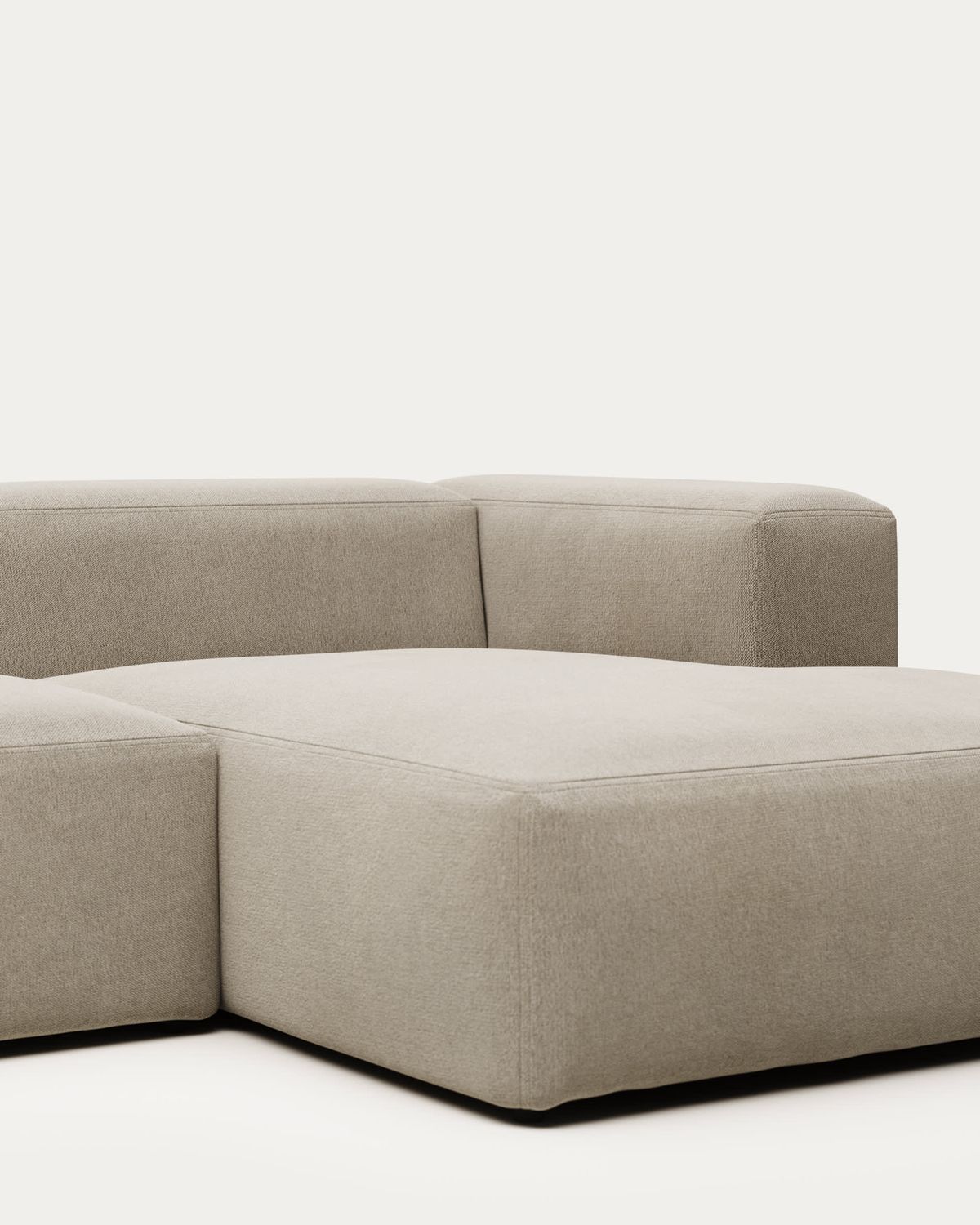 Sofá Blok 3 plazas chaise longue derecho retardante de fuego de chenilla beige 300 cm
