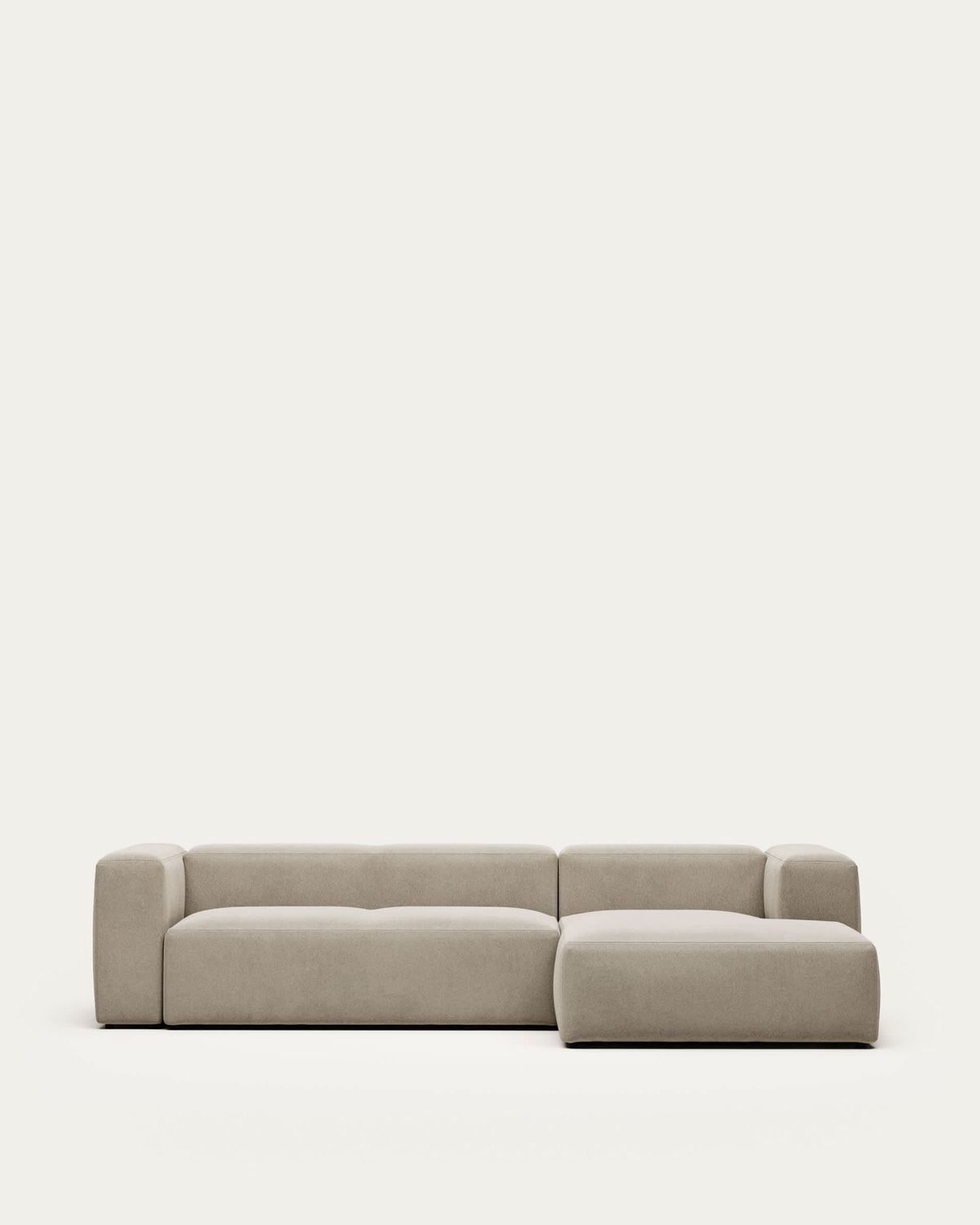 Sofá Blok 3 plazas chaise longue derecho retardante de fuego de chenilla beige 300 cm