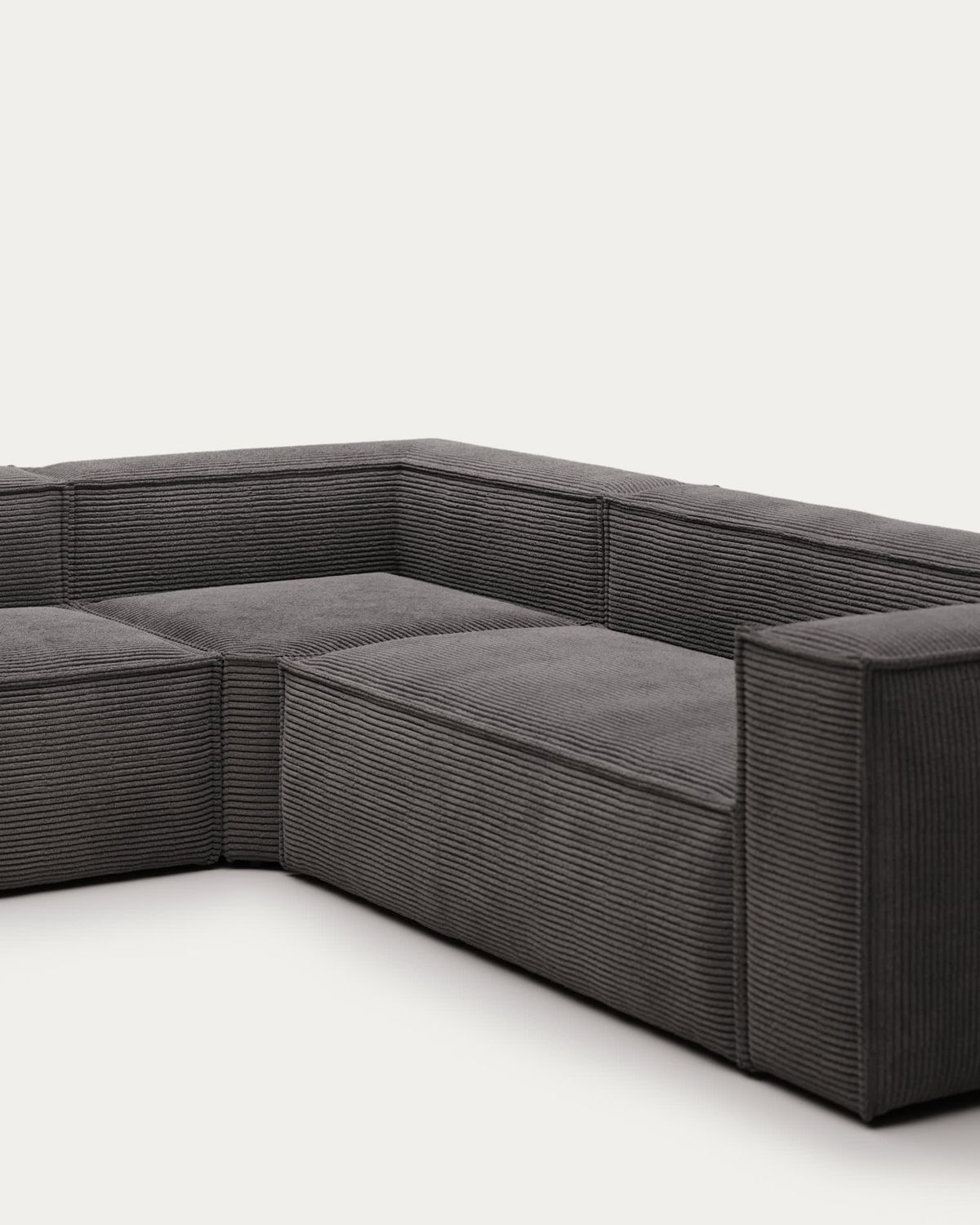 Sofá rinconero Blok 5 plazas de pana gruesa gris 320 x 290 cm / 290 x 320 cm FR