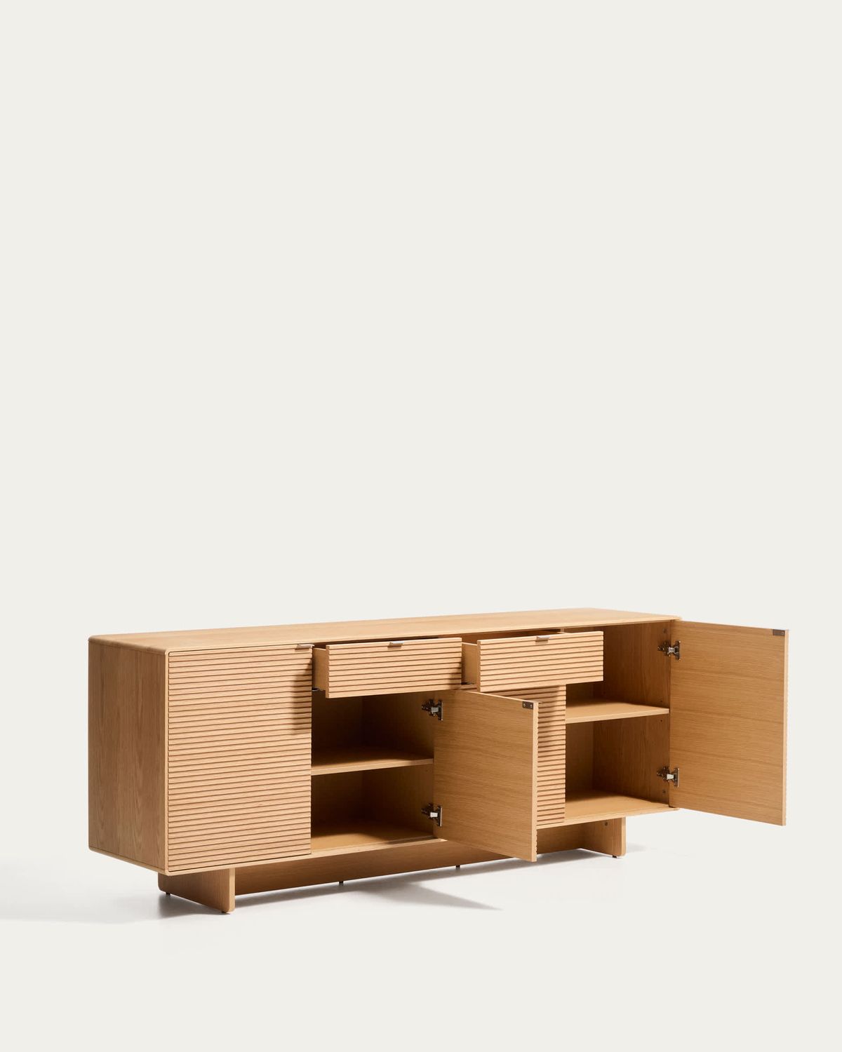 Aparador Norlen 4 puertas y 2 cajones de chapa de roble acabado tono natural FSC Mix Credit 194,5 x 78 cm