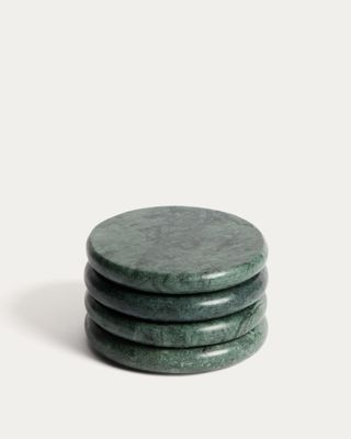 Set Odar de 4 posavasos de mármol verde Set Odar de 4 posavasos de mármol verde