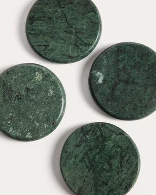 Set Odar de 4 posavasos de mármol verde
