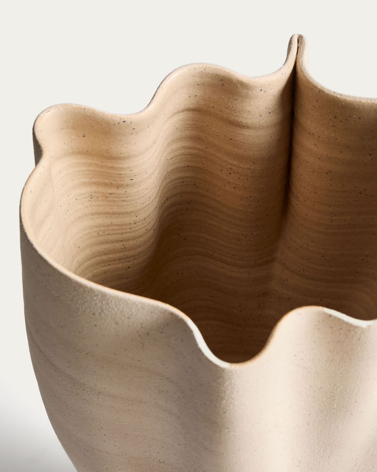 Jarrón Nilea de cerámica beige 44 cm