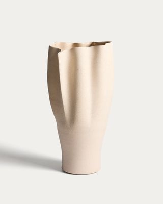 Jarrón Nilea de cerámica beige 44 cm