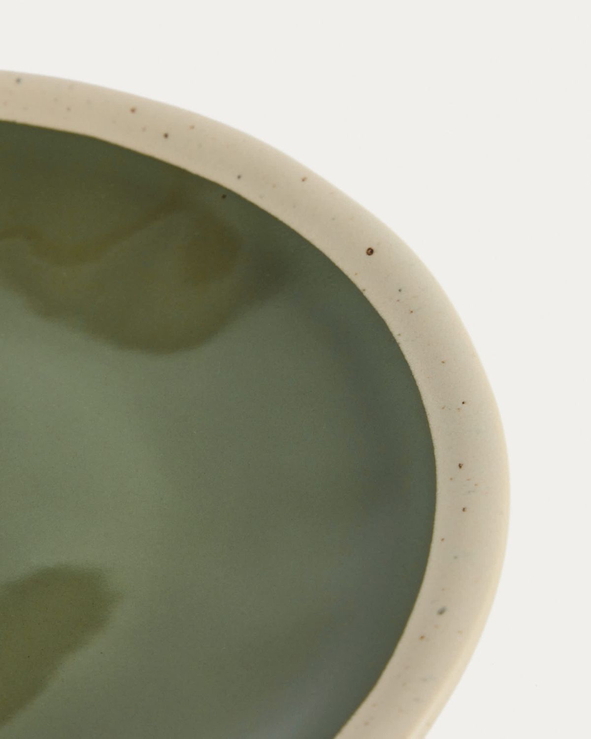 Plato de postre Nale de cerámica beige con fondo verde
