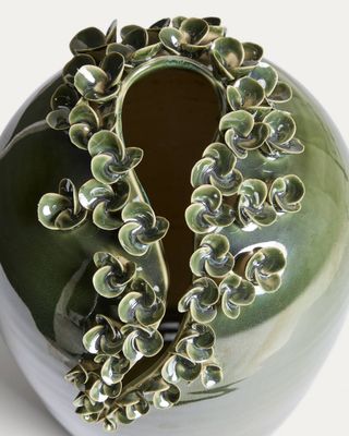 Jarrón Ederia de cerámica verde oliva 33 cm