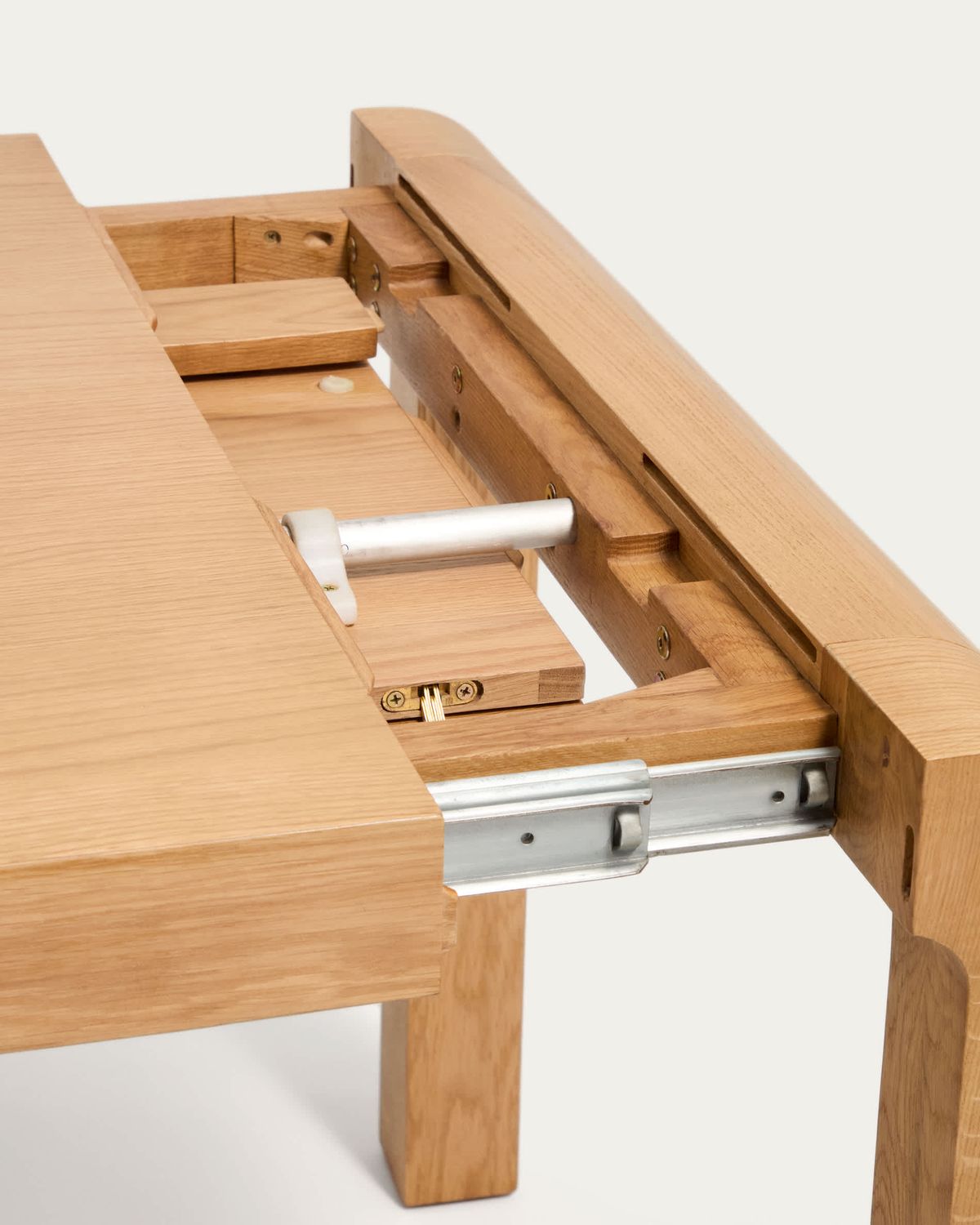 Mesa extensible Erisia de madera maciza de roble con acabado tono natural 200 (280) x 100 cm FSC 100%