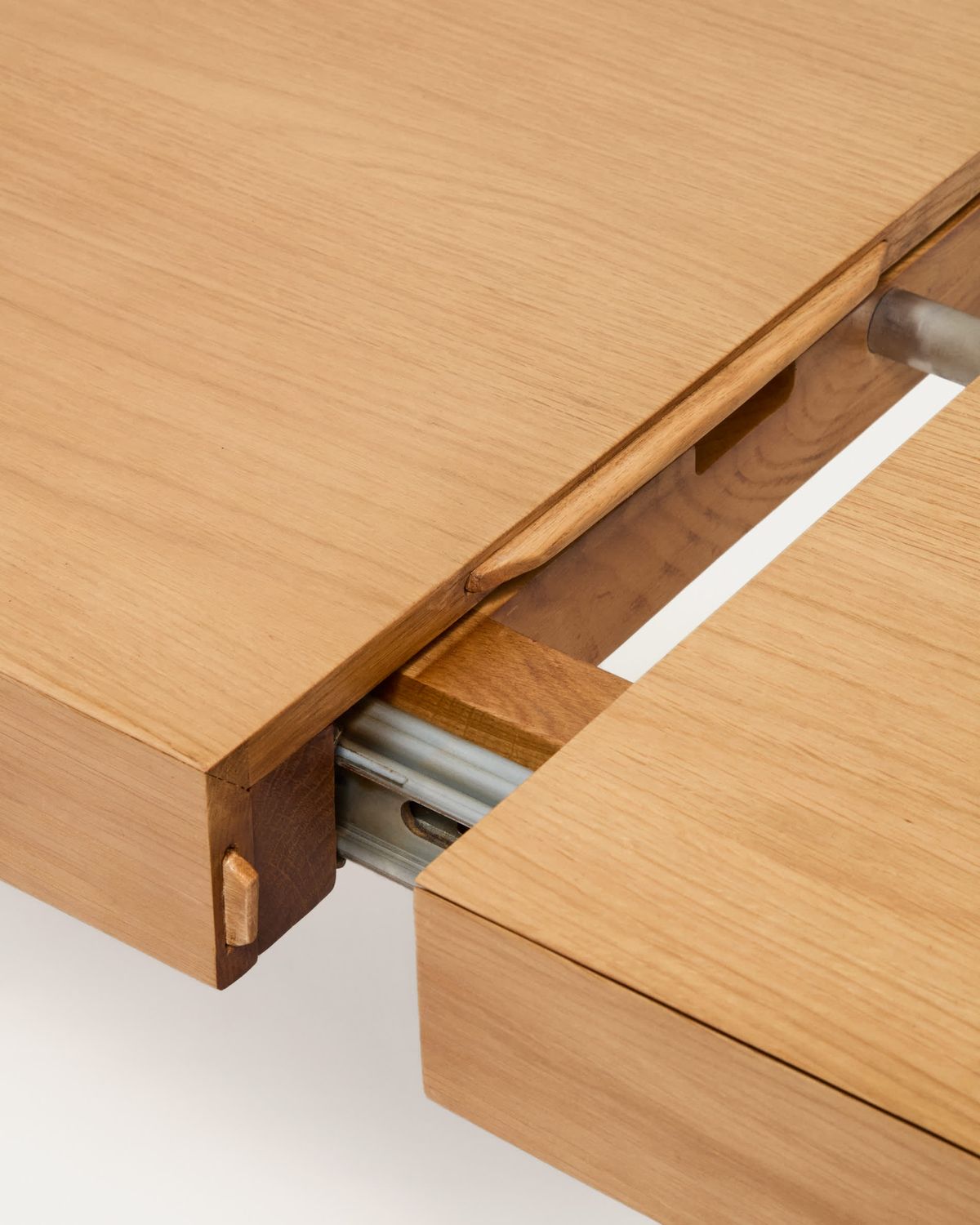 Mesa extensible Erisia de madera maciza de roble con acabado tono natural 200 (280) x 100 cm FSC 100%
