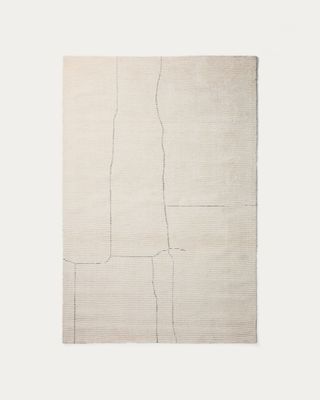 Alfombra Lisdan de fibras sintéticas crudo con detalle gráfico verde 160 x 230 cm