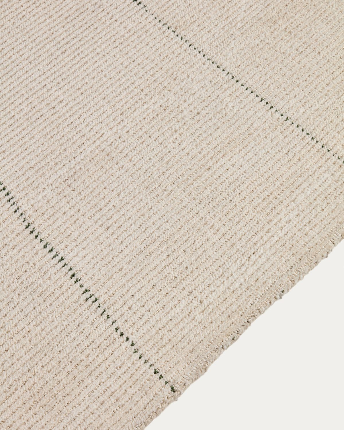 Alfombra Lisdan de fibras sintéticas crudo con detalle gráfico verde 160 x 230 cm