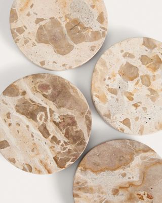 Set Malder de 4 posavasos de mármol beige