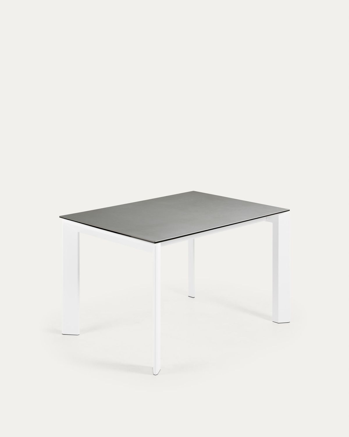 Mesa extensible Axis porcelánico acabado Hydra Plomo y patas de acero blanco 120 (180) cm