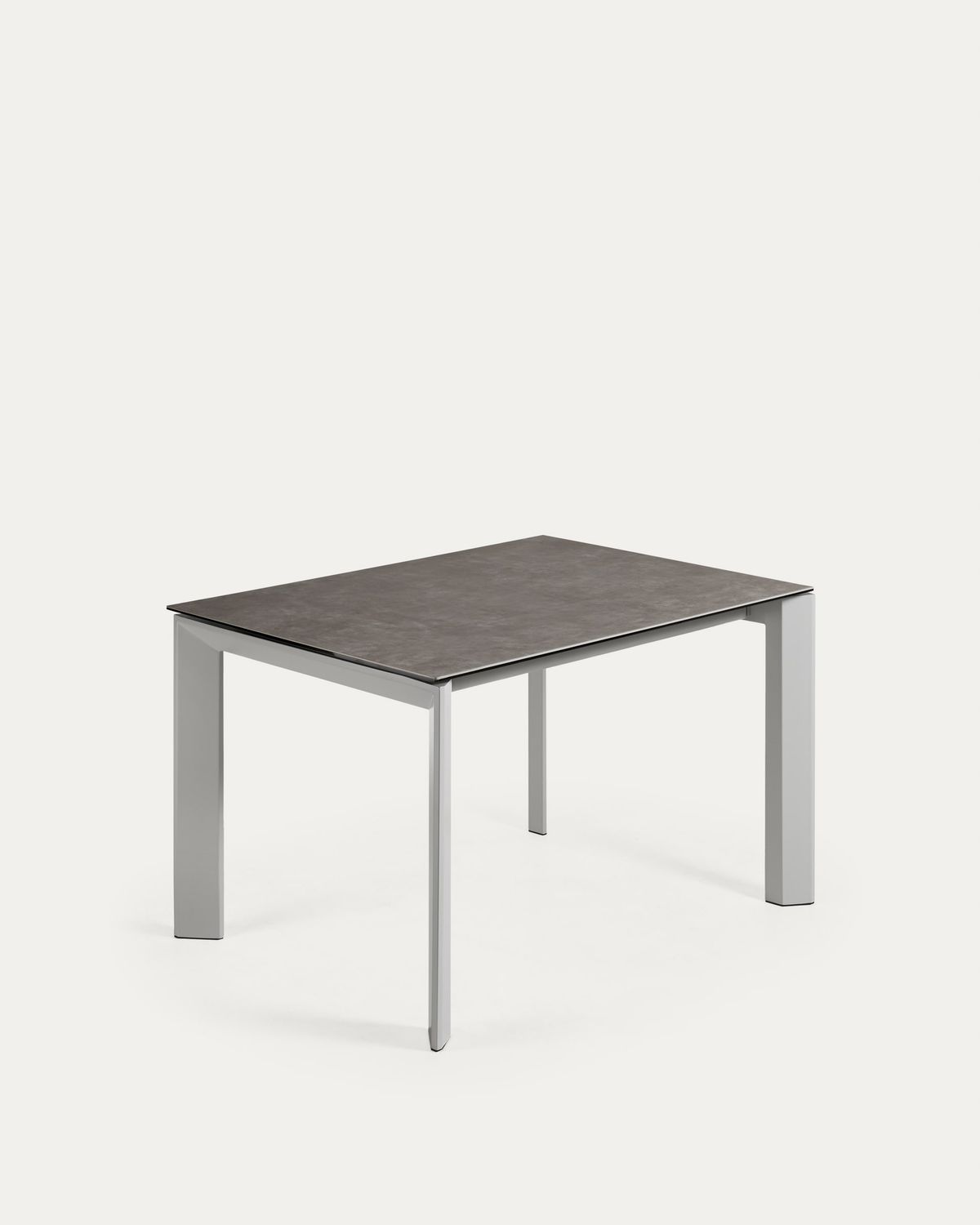 Mesa extensible Axis porcelánico acabado Vulcano Ceniza y patas acero gris 120 (180) cm
