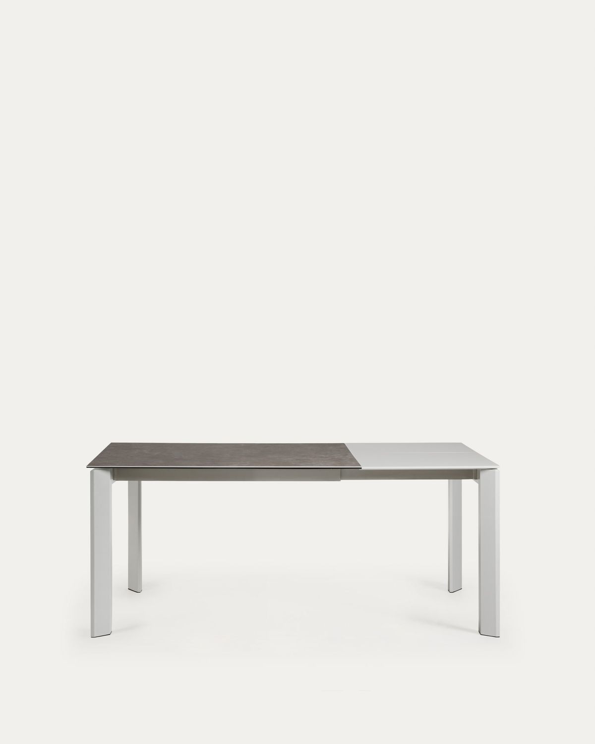 Mesa extensible Axis porcelánico acabado Vulcano Ceniza y patas acero gris 120 (180) cm