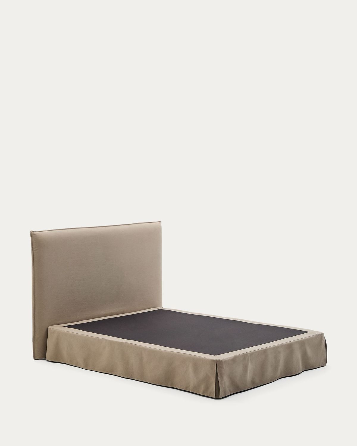 Cama desenfundable Jaira de lino y algodón topo para colchón de 150x190cm FSC Mix Credit