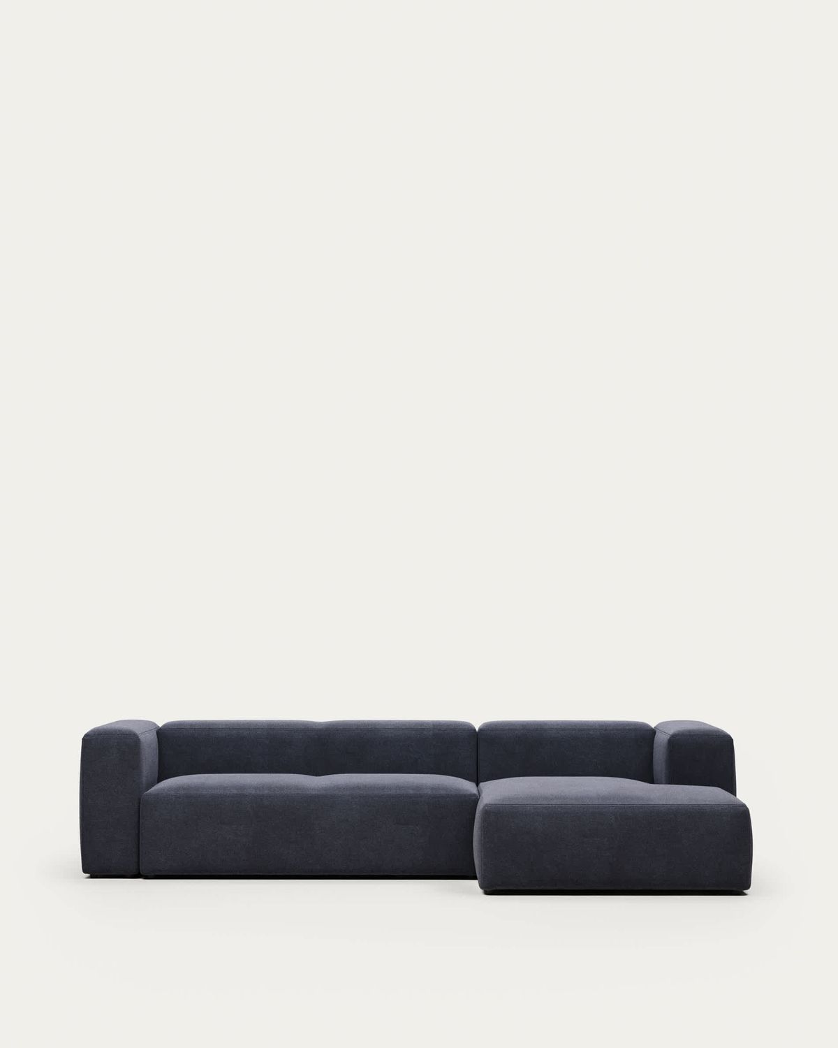 Sofá Blok 3 plazas chaise longue derecho retardante de fuego de chenilla azul 300 cm