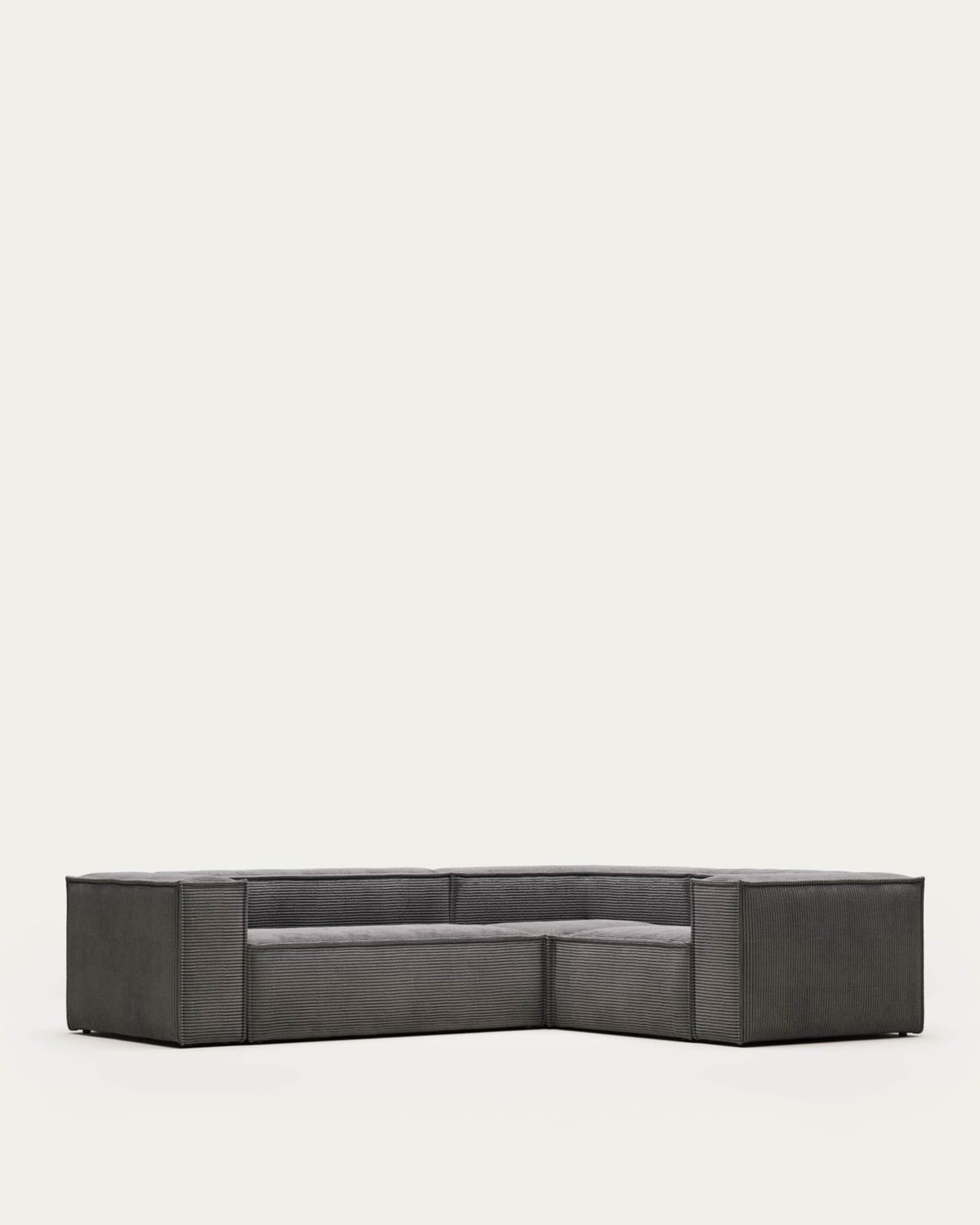 Sofá rinconero Blok 3 plazas retardante de fuego de pana gruesa gris 290 x 230 cm / 230 x 290 cm FSC Mix Credit