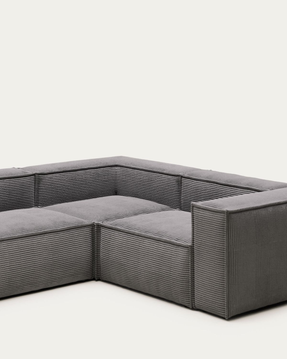 Sofá rinconero Blok 3 plazas retardante de fuego de pana gruesa gris 290 x 230 cm / 230 x 290 cm FSC Mix Credit