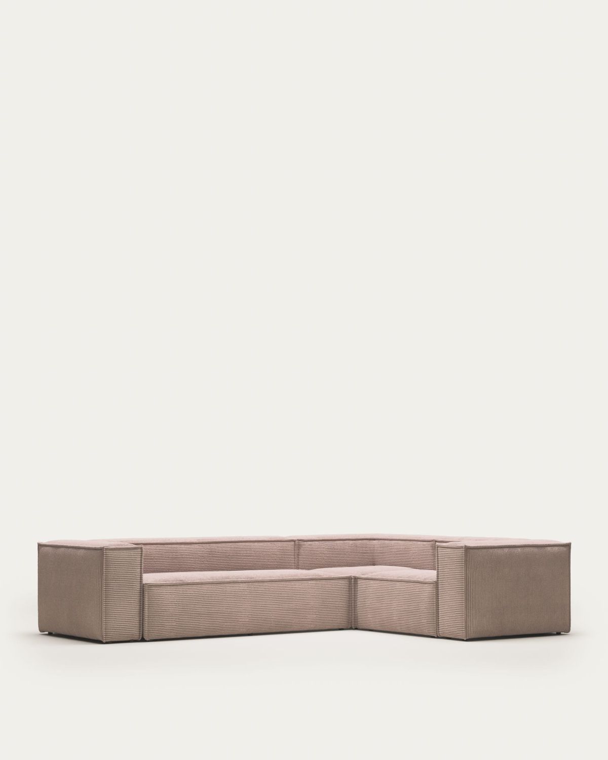 Sofá rinconero Blok 4 plazas de pana gruesa rosa 320 x 230 / 230 x 320 cm FR