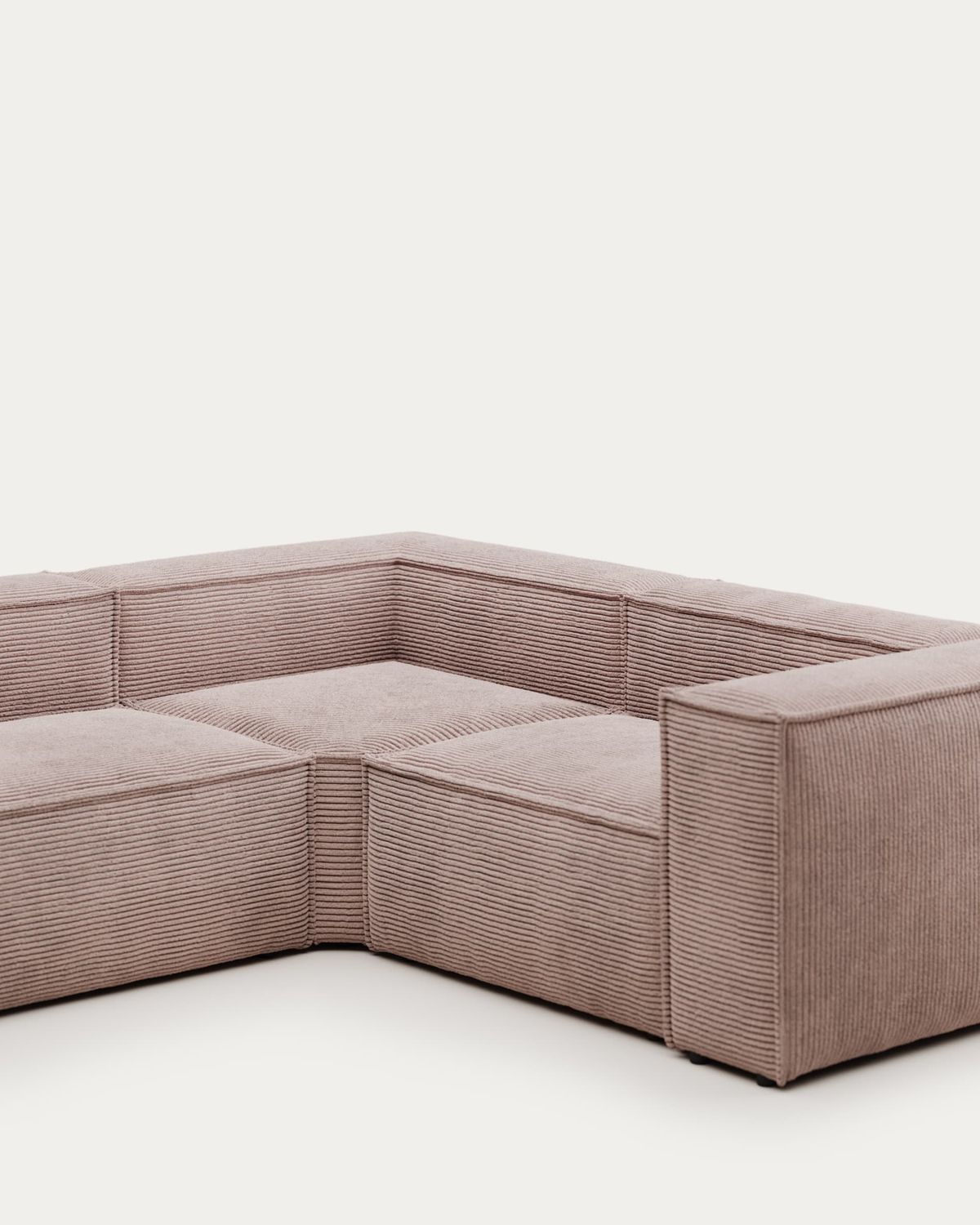 Sofá rinconero Blok 4 plazas de pana gruesa rosa 320 x 230 / 230 x 320 cm FR