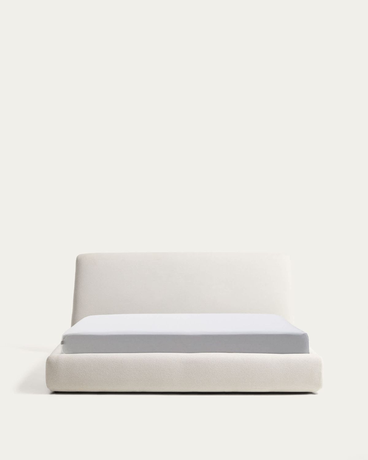 Cama desenfundable con canapé abatible Martina de chenilla crudo para colchón de 180 x 200 cm FSC Mix Credit