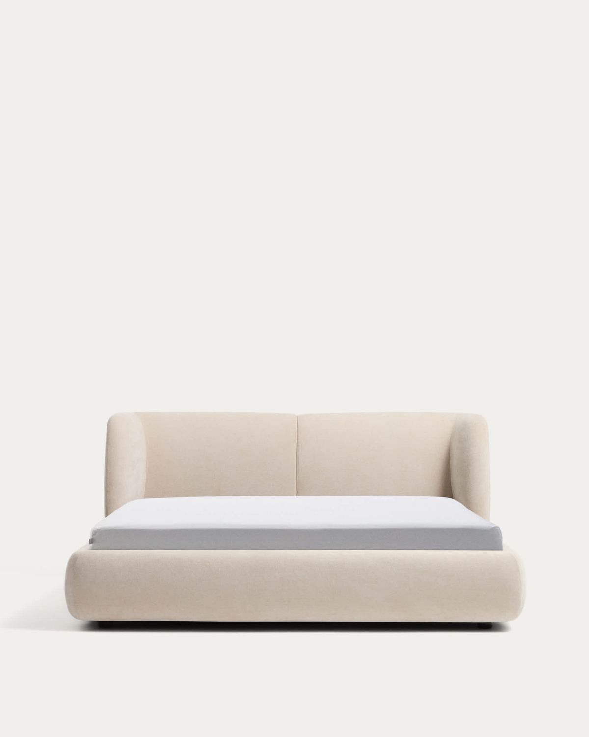 Cama desenfundable con canapé abatible Nerla de chenilla beige para colchón de 180 x 200 cm FSC 100%