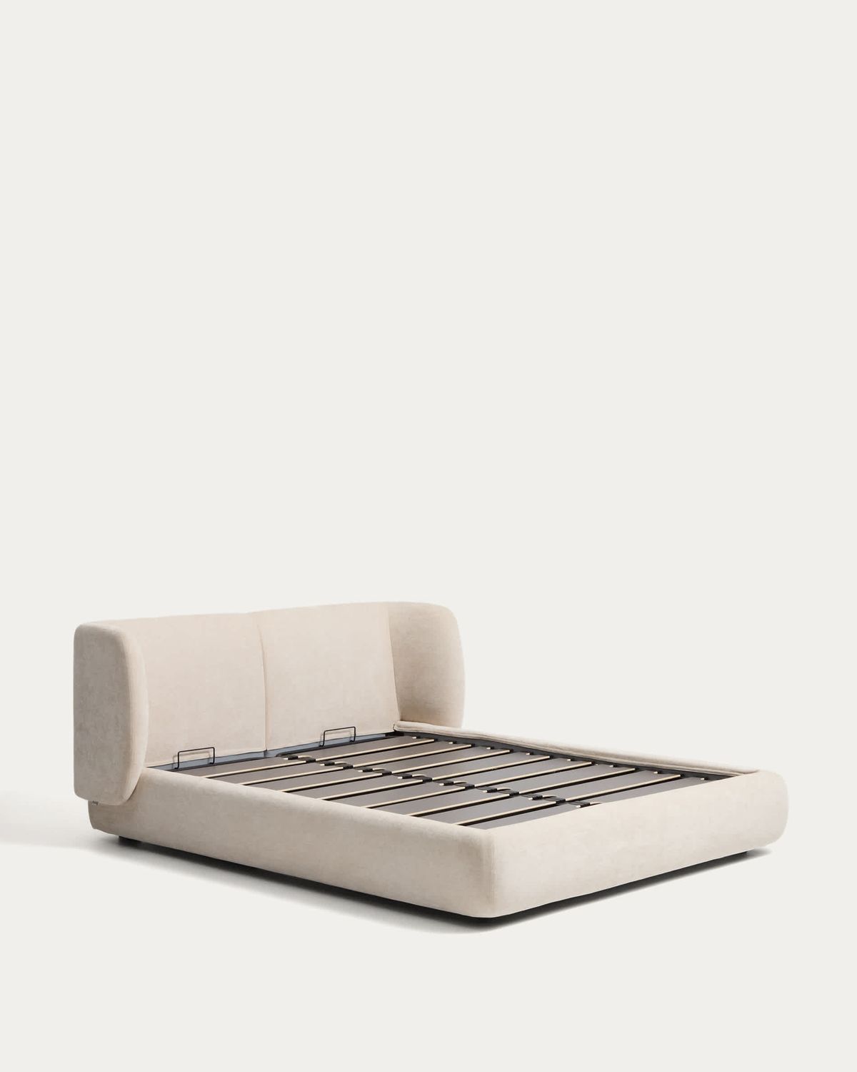Cama desenfundable con canapé abatible Nerla de chenilla beige para colchón de 180 x 200 cm FSC 100%