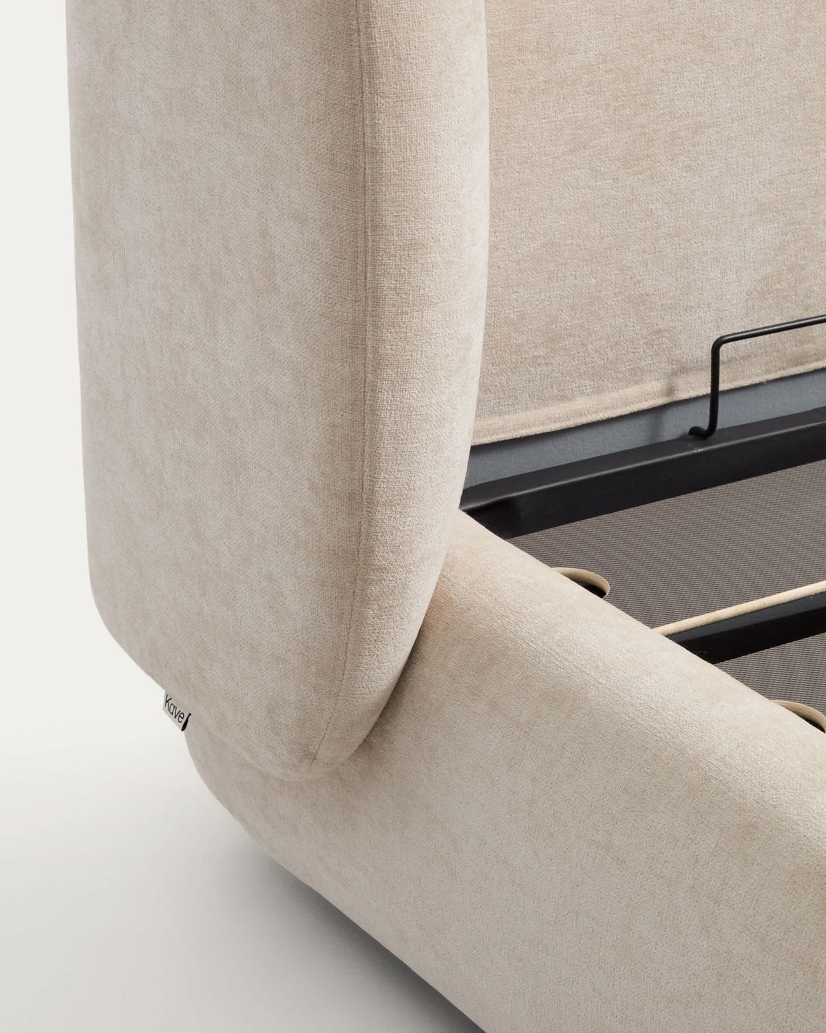 Cama desenfundable con canapé abatible Nerla de chenilla beige para colchón de 160 x 200 cm FSC 100%