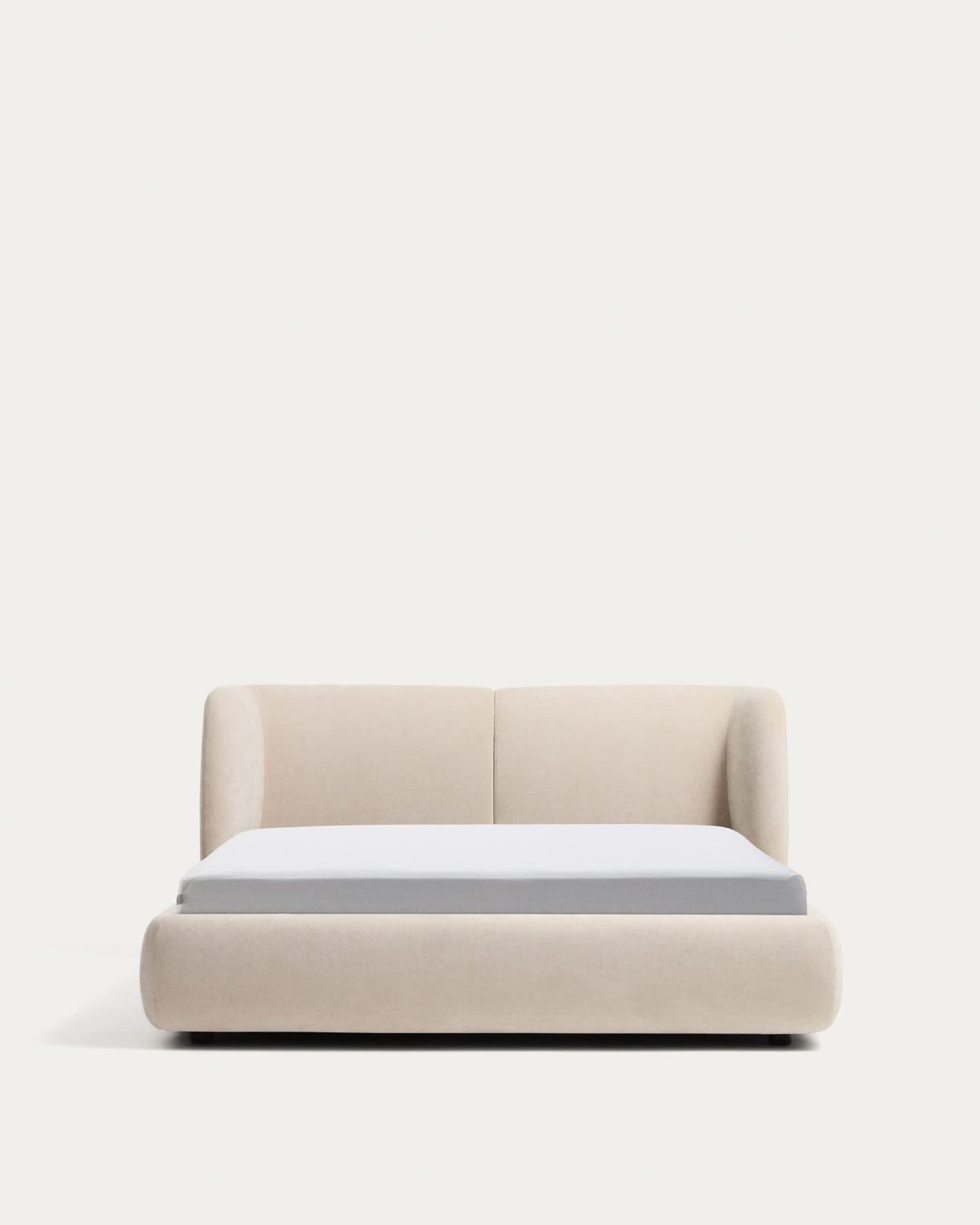 Cama desenfundable con canapé abatible Nerla de chenilla beige para colchón de 160 x 200 cm FSC 100%
