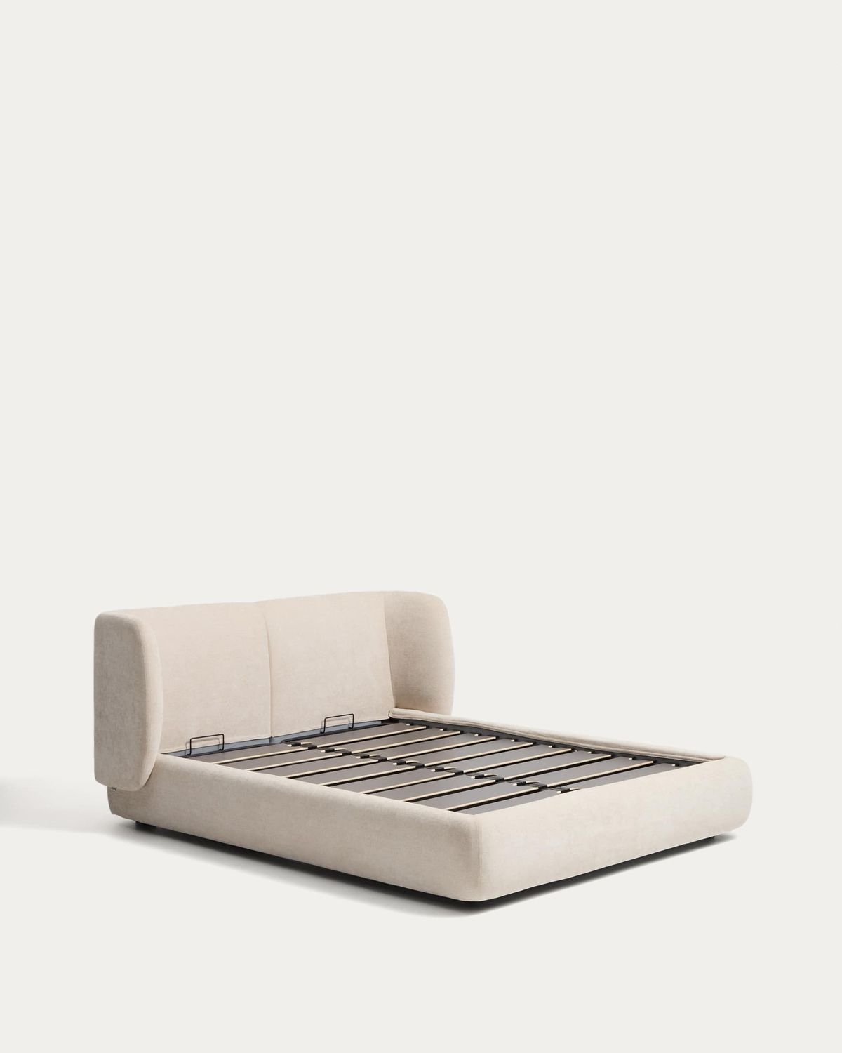 Cama desenfundable con canapé abatible Nerla de chenilla beige para colchón de 160 x 200 cm FSC 100%