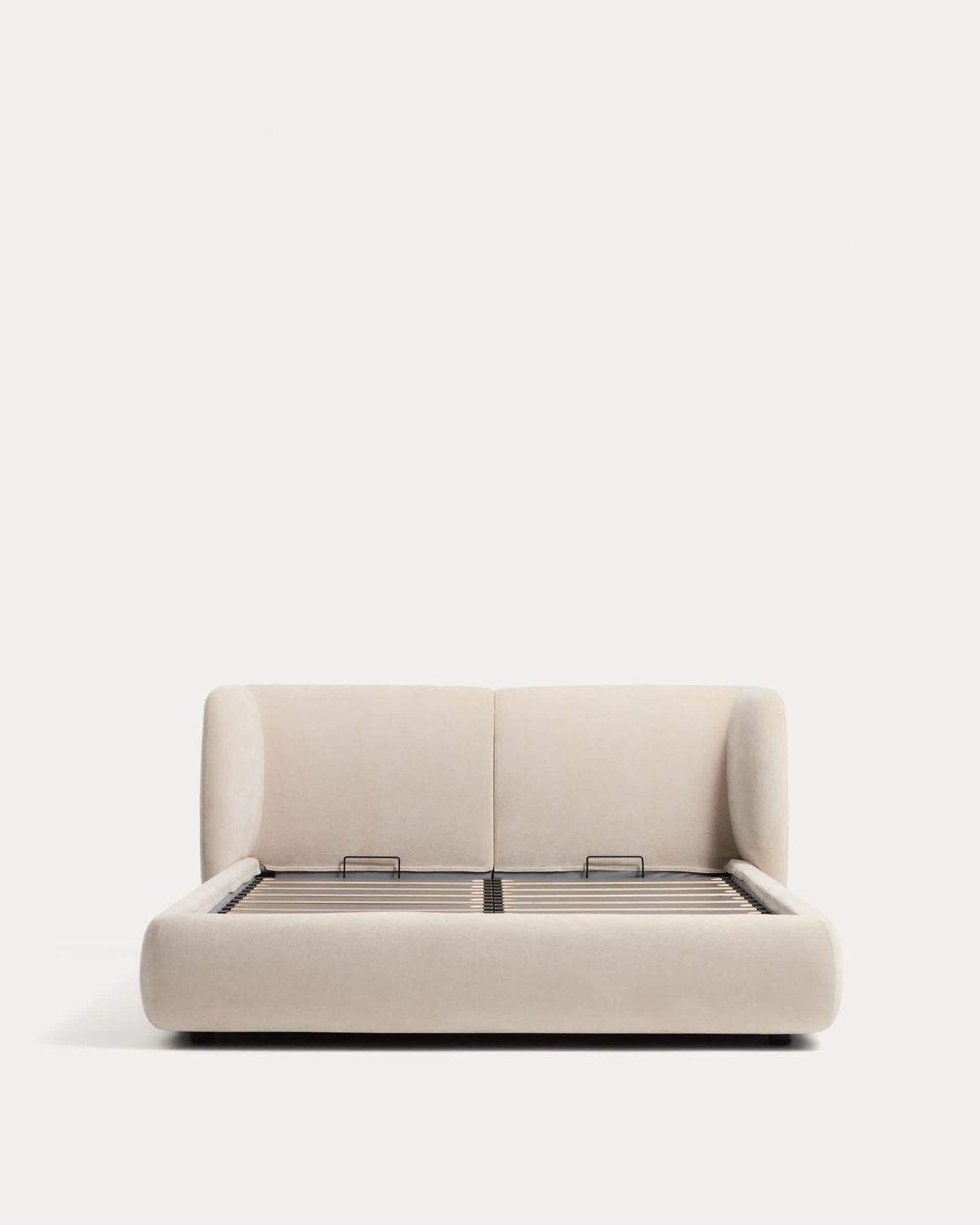 Cama desenfundable con canapé abatible Nerla de chenilla beige para colchón de 160 x 200 cm FSC 100%
