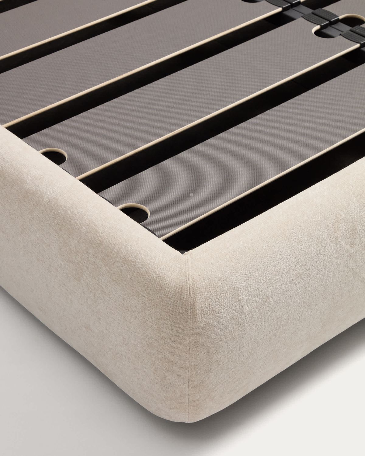 Cama desenfundable con canapé abatible Nerla de chenilla beige para colchón de 160 x 200 cm FSC 100%