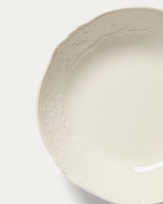 Plato hondo Varla de cerámica beige